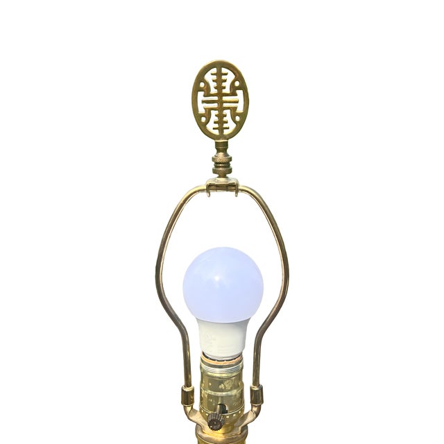 Stiffel Vintage Stiffel Brass Lotus Style Floor Lamp With Glass Table For Sale - Image 4 of 11