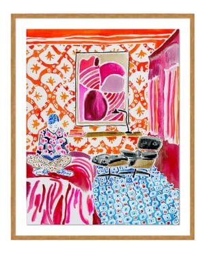 Quiet Moments in a Colorful World by Kate Lewis in Gold Frame, Small Art Print