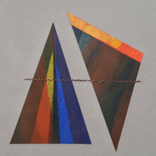 Original Modernist Multicolor Geometric Abstract Collage on Grey Handmade Paper With Braided Thread by Casey R. Klein For Sale In Tulsa - Image 6 of 6