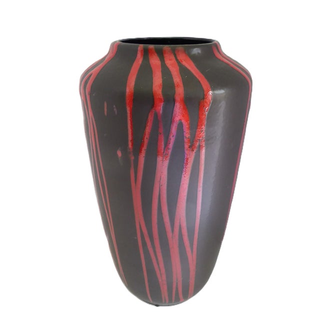 Fabulous Modern Pottery Floor Vase from Scheurich Keramik from 1960s Germany. Designed with a slender shape flaring...