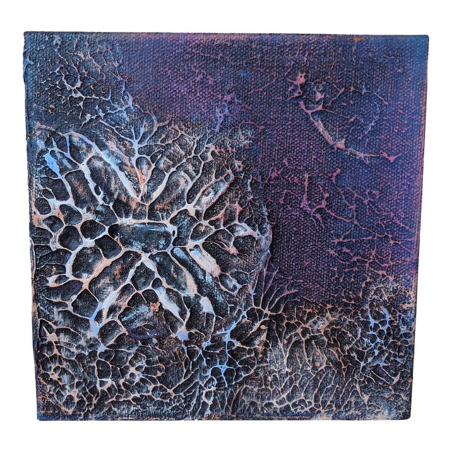 Original Abstract "Purple Snowflake" Painting on Box Canvas For Sale