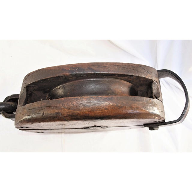 Antique Industrial Design Large Scale Pulley and Hook For Sale In San Francisco - Image 6 of 8