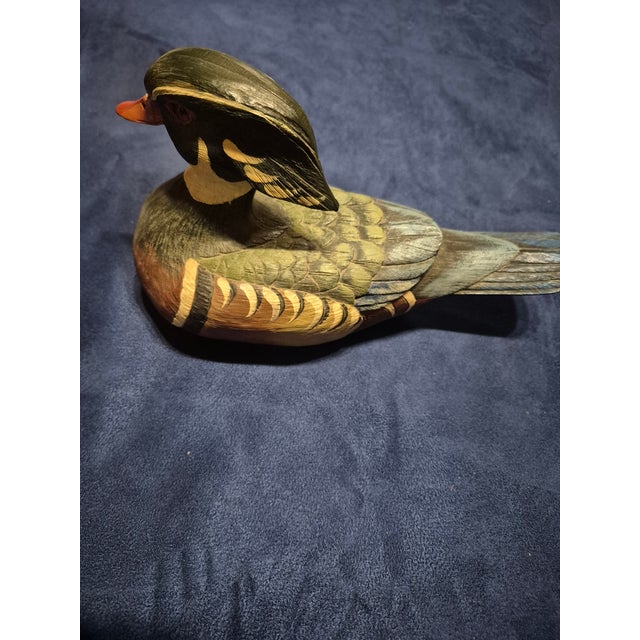 Late 20th Century Hand-Painted Wood Duck Drake Decoy For Sale - Image 4 of 8