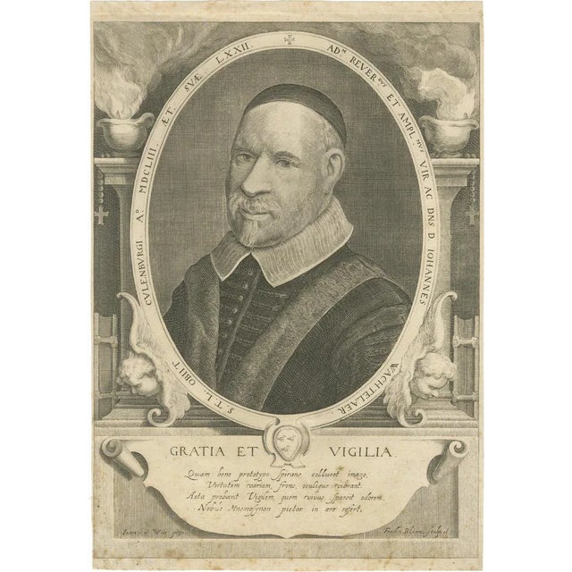 Frederick Bloemaert, Dutch Baroque Portrait of Theologian Johannes Wachtelaar Utrecht, 1653, Print For Sale