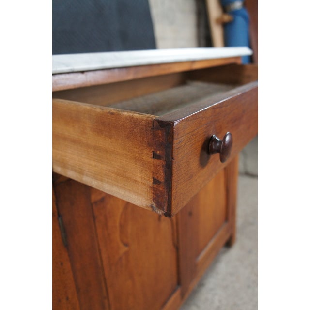 Antique American Victorian Oak & Marble Washstand Bedside Table Vanity Cabinet For Sale - Image 6 of 13