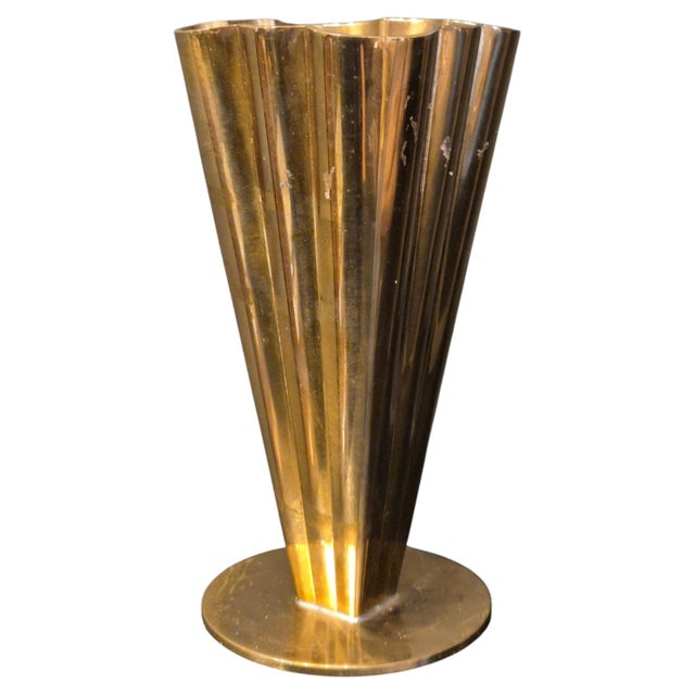 Vintage Scandinavian Brass Vase by Ystad Metall, 1950s For Sale - Image 9 of 9