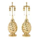 Pair of 1960's Mirror Polished Brass Swirl Lamps by Westwood Industries. For Sale