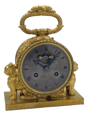 Charles X Travel Officer's Pendule Clock in Gilded Bronze by Le Roy