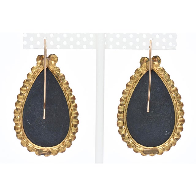 Brown Vintage Inlay Agate, Quartz, Garnets Pierced Dangle Earrings , 1950's Pair Of For Sale - Image 8 of 8