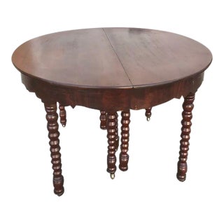 Antique Round Mahogany Extension Dining Table Attributed to Cornelius Briggs Boston Mid 19th Century For Sale