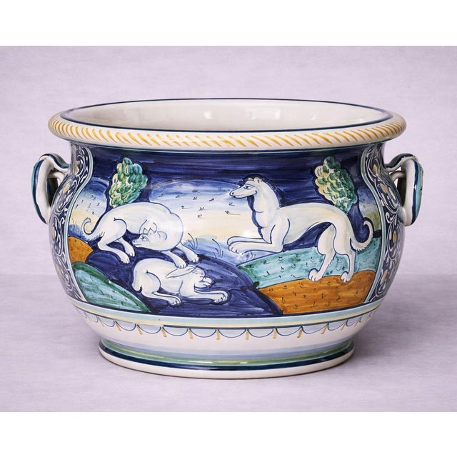 Ceramic Large Glazed Earthenware Cachepot, Italy, 1920s For Sale - Image 7 of 7