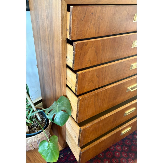 Mid-Century Modern Vintage Walnut Veneer MCM 6 Drawer Chest For Sale - Image 3 of 12