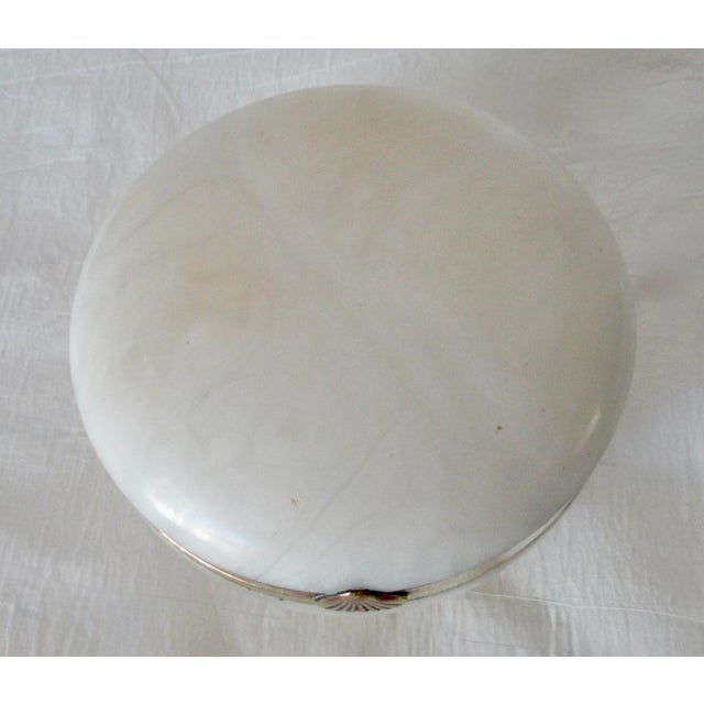 C.1970's Vintage Italian Alabaster Marble & Brass Round Lidded Keepsake Box For Sale - Image 14 of 18