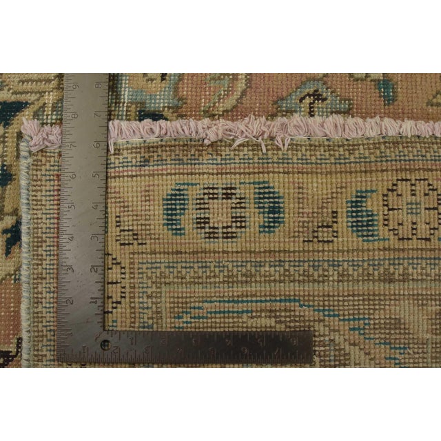 Tabriz Rug 9’10” X 12’5” Pink Wool Vintage Distressed Hand-Knotted Carpet For Sale - Image 15 of 15