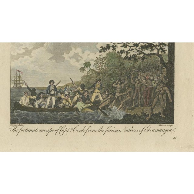Captain Cook in the New Hebrides Tanna Landing and Erromango Escape from Bankes’s New System of Geography, 1780, Set of 2 For Sale - Image 11 of 12