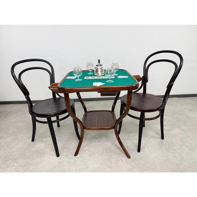 Art Nouveau Bentwood Card Table Model No. 8 from Gebrüder Thonet, 1920s For Sale - Image 3 of 12