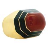 David Webb Carnelian & Enamel Ring, 18k Gold, 1970s, Size 6.5 For Sale