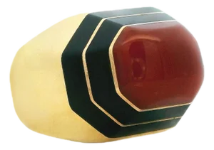 David Webb Carnelian & Enamel Ring, 18k Gold, 1970s, Size 6.5