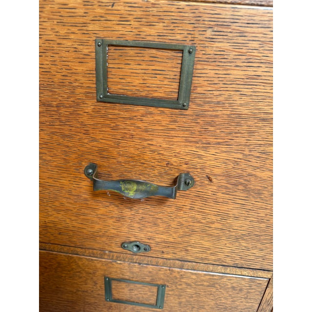 Quarter-Sawn Oak Wood Filing Cabinet, Vintage For Sale - Image 4 of 12