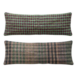 Turkish Oushak Bedding Kilim Pillow Cover 16'' X 47'' - Set of Two For Sale