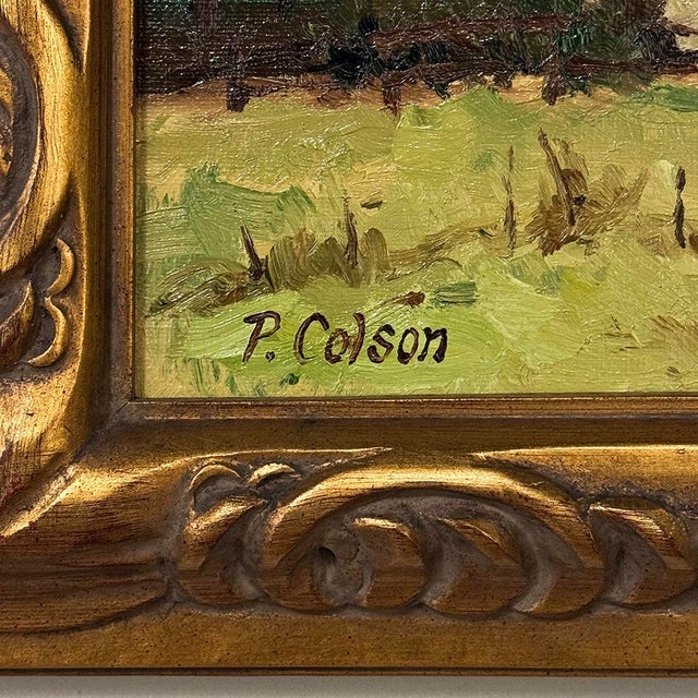 Framed Oil Painting on Canvas by Pierre Colson (1930-?) 'Farmhouse in the Ardennes' For Sale - Image 15 of 16