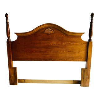 Vintage Oak Headboard Full/Queen English Farmhouse Style For Sale