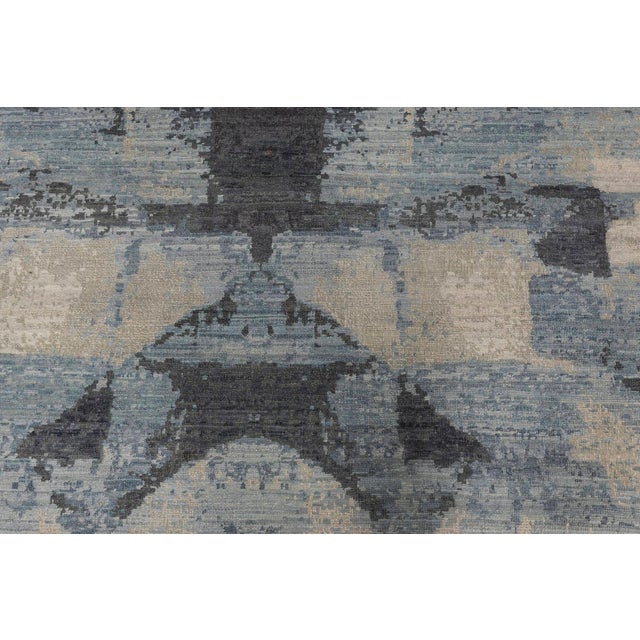 Early 21st Century Contemporary Hand-Knotted Abstract Wool Rug in Cool Tones by Doris Leslie Blau For Sale - Image 5 of 7