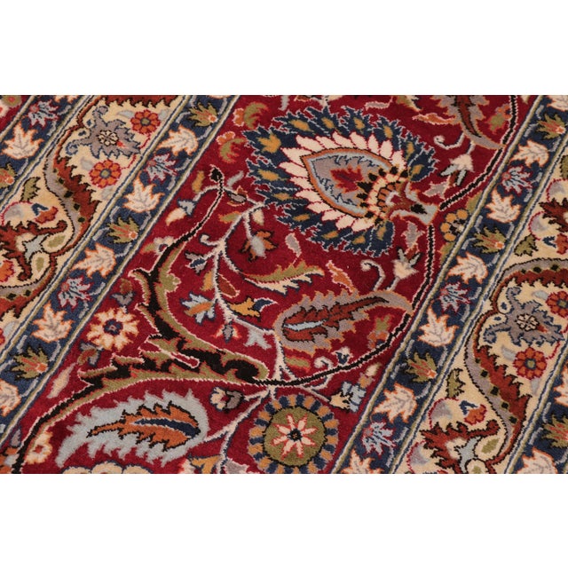 Intricate Elegant 1990's Pak-Persian Red/Blue Wool Rug - 12'0'' X 14'11'' For Sale In New York - Image 6 of 9