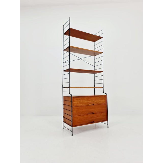 Wood Free-Standing String Shelf-System with Cabinet in Teak from WHB Germany, 1950s For Sale - Image 7 of 11