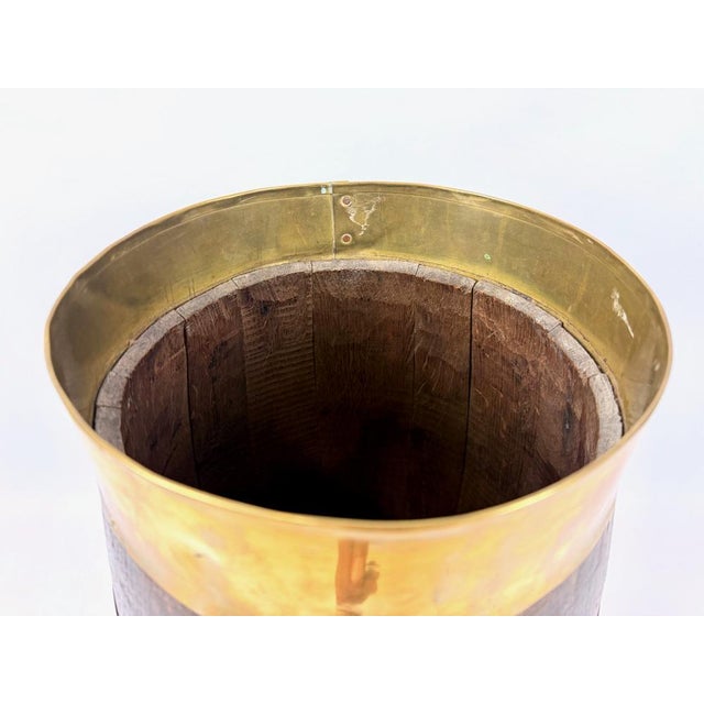 Antique Victorian Oak and Brass Barrel Umbrella Stand, 1890s For Sale - Image 10 of 13