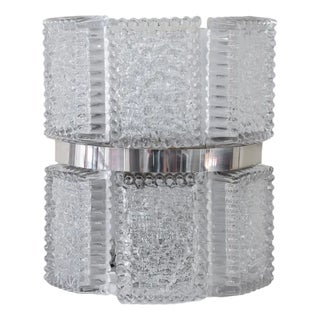 Vintage German Wall Lamp in Pressed Glass and Steel, 1960 For Sale