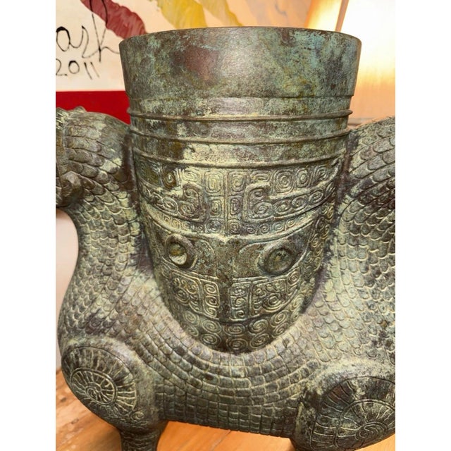 Archaistic Chinese Ram Zun Applied and Natural Patina Pre 1930 Post 1900 For Sale In Naples, FL - Image 6 of 11