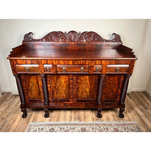 Antique American Empire Mahogany With Rosewood Edge Banding Sideboard Probably Philadelphia C. 1840 For Sale - Image 4 of 9
