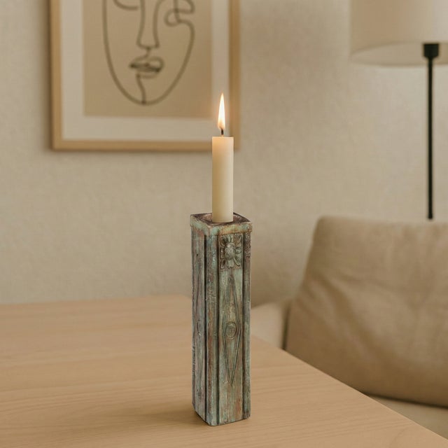 Dimensions: 8" W x 8" D x 25" H This Vintage Carved Rustic Wooden 25" Display Pedestal is a unique and charming piece that...