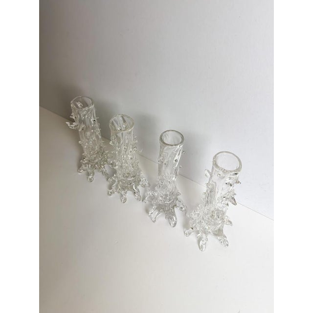 Antique Handblown Clear Crystal Thorn Vases, Czechoslovakia, 1890, Set of 4 For Sale - Image 3 of 10