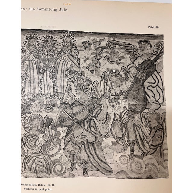 Black Antique Angel Musicians Embroidery Print For Sale - Image 8 of 8