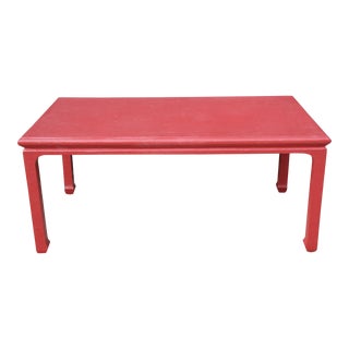 Carl Springer Style Red Raffia/Linen Coffee Table For Sale