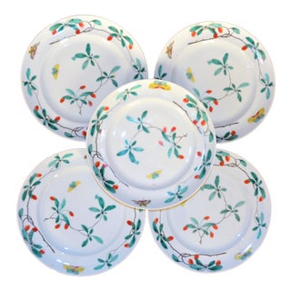 1980s Vintage Mottahedeh Famille Verte K'ang Hsi Plates - Set of 5 For Sale