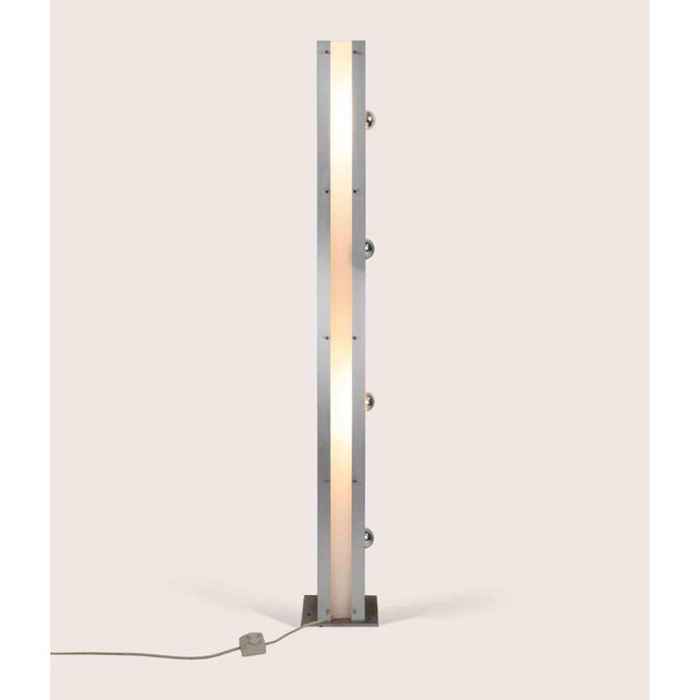 Vintage 4-Light Floor Lamp in Brushed Steel, Italy, 1970s For Sale - Image 4 of 10