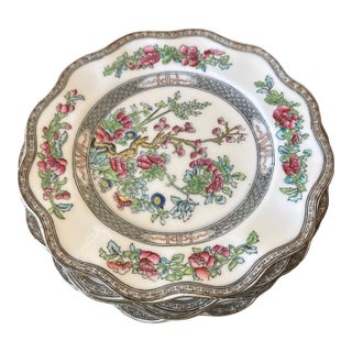 Set of Five Antique English Coalport Indian Tree Scalloped Luncheon Plates, Circa 1891–1919 For Sale