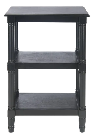 Cassie 3 Shelf Accent Table in Black