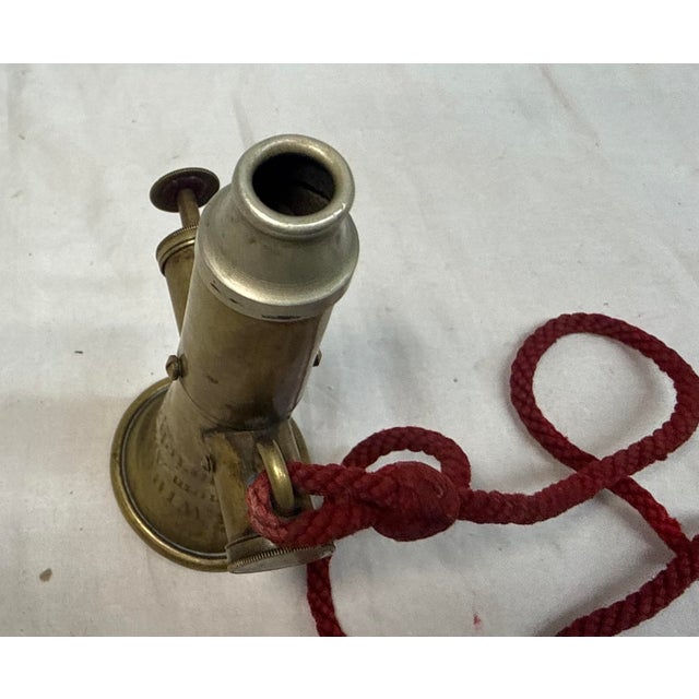 Rare Antique 19th Century German Engraved Brass Silver Signal Horn Trumpet For Sale - Image 10 of 12