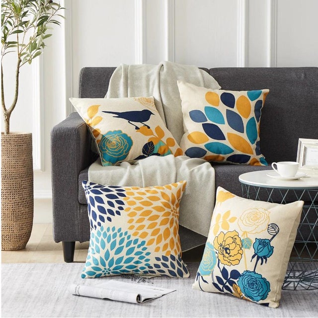 Sykting Blue and Yellow Pillow Covers Set of 4 Chairish