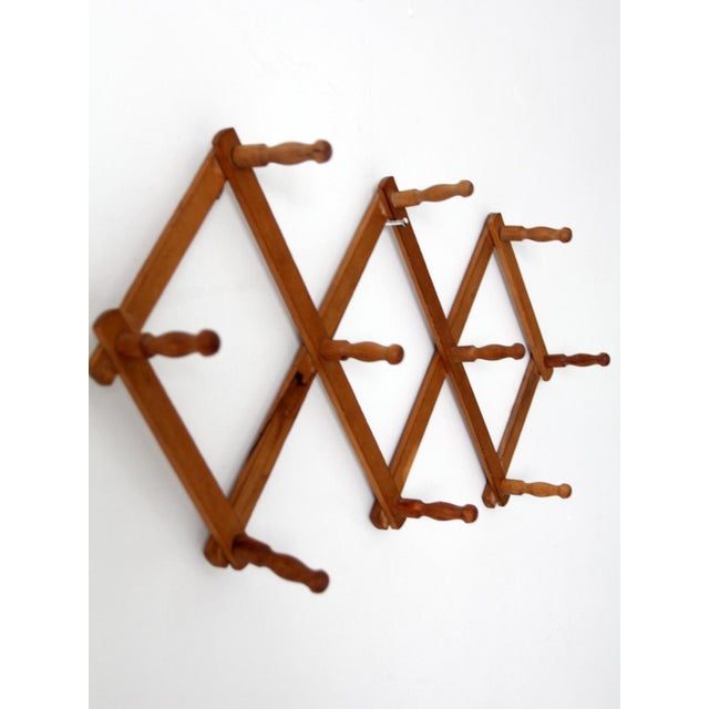 Vintage Wooden Accordion Peg Rack For Sale - Image 9 of 15