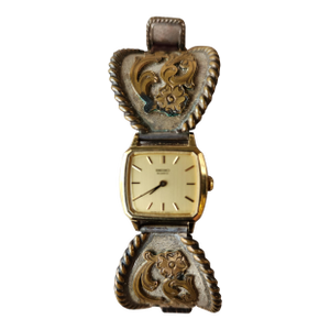 1970s Western Watch Sterling Silver Leather Band