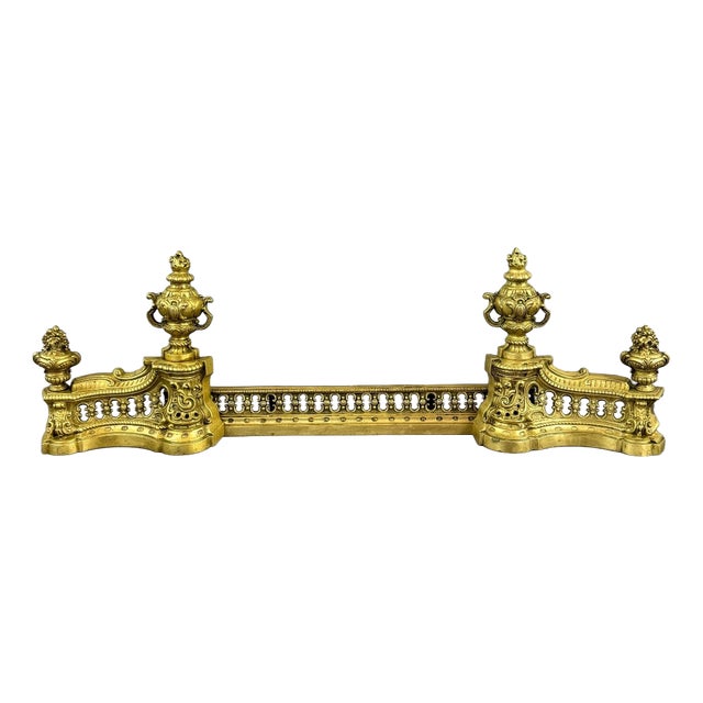 Late 19th Century Louis XVI Style Gilt Bronze Andirons, Set of 3 For Sale