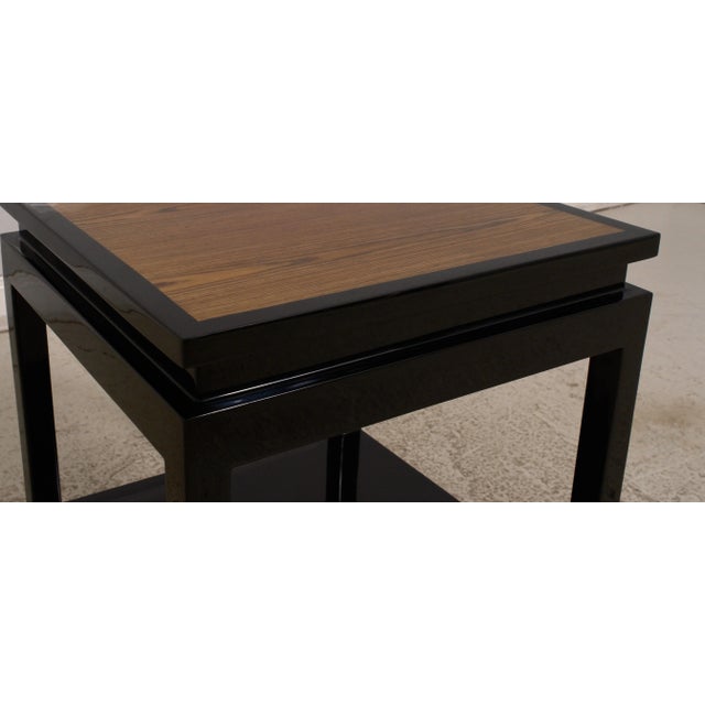 Modern Modern Design Black Lacquer Occasional Table W. Red Oak Top For Sale - Image 3 of 11