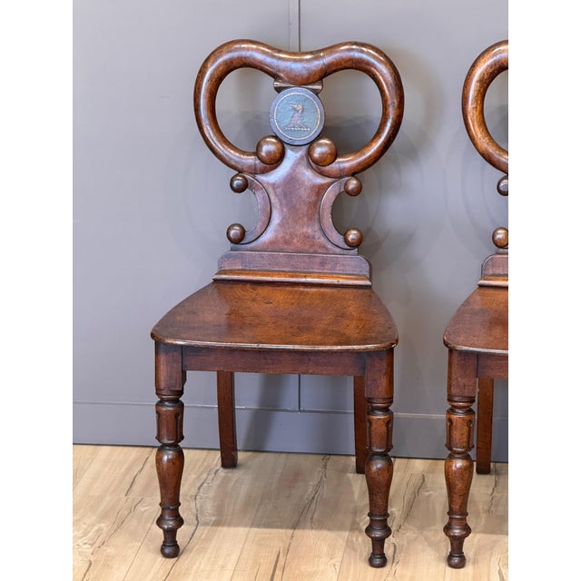 Traditional Pair of Early 19th Century English Regency Mahogany Hall Chairs For Sale - Image 3 of 15