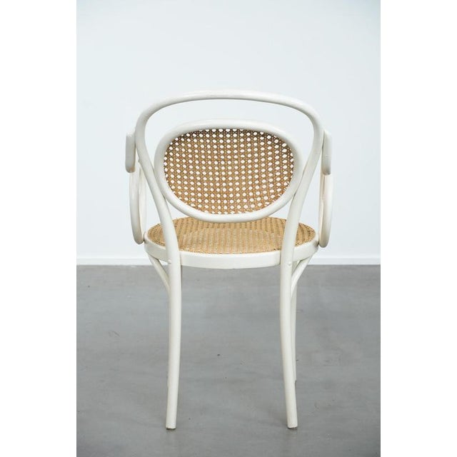 Vintage White Curved Wood Bistro Arcmhair For Sale - Image 4 of 18