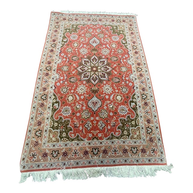 1990s Handwoven Persian Tabriz Area Rug 3'5" X 4'1" For Sale